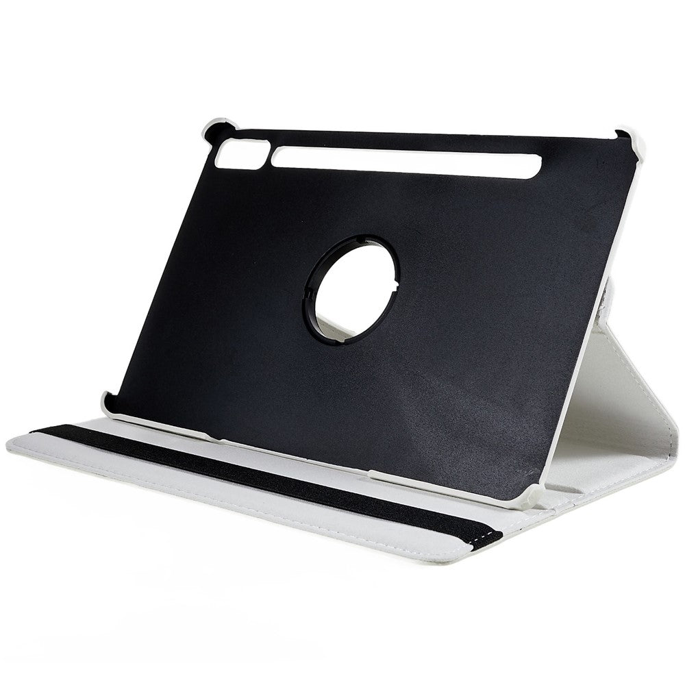 Shockproof Case for Lenovo Tab P11 Pro Gen 2, 360 Degree Rotating Stand Tablet Protector PU Leather + PC Cover Shell - White