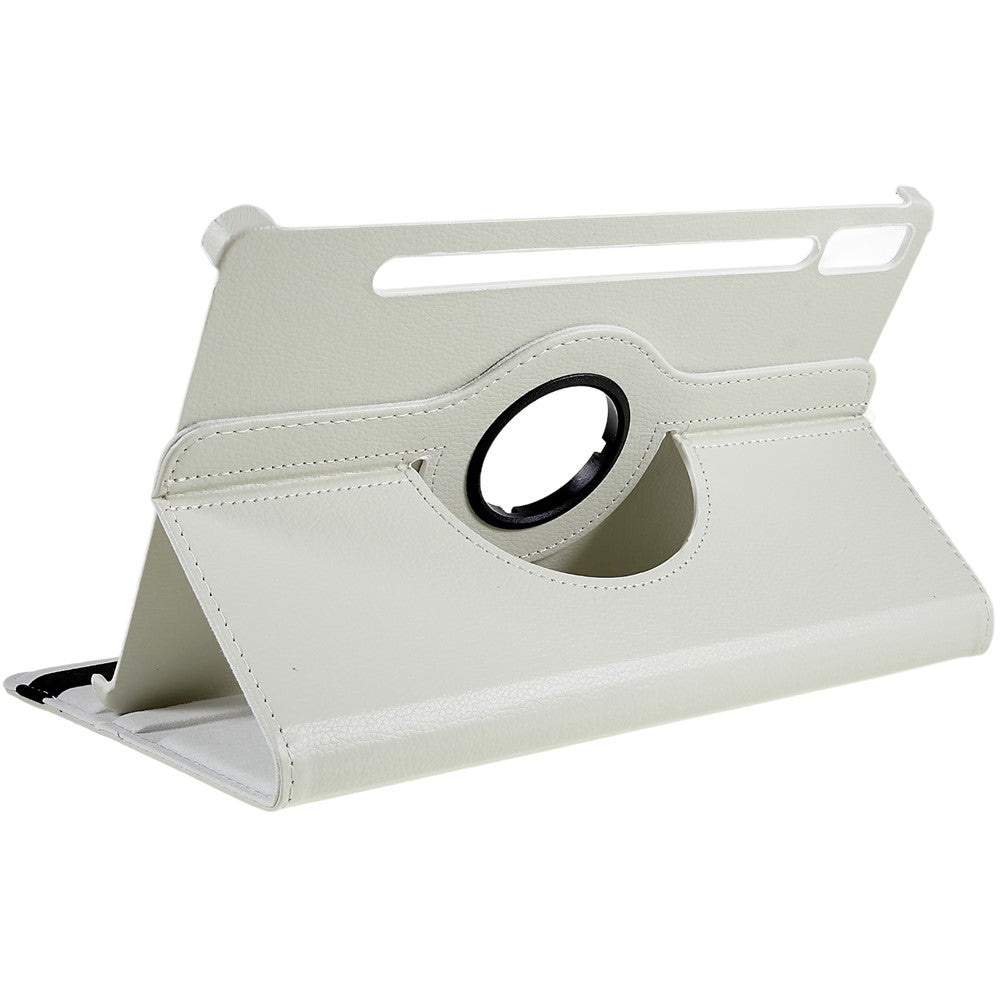 Shockproof Case for Lenovo Tab P11 Pro Gen 2, 360 Degree Rotating Stand Tablet Protector PU Leather + PC Cover Shell - White