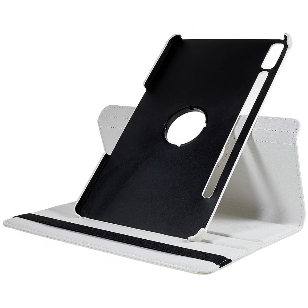 Shockproof Case for Lenovo Tab P11 Pro Gen 2, 360 Degree Rotating Stand Tablet Protector PU Leather + PC Cover Shell - White