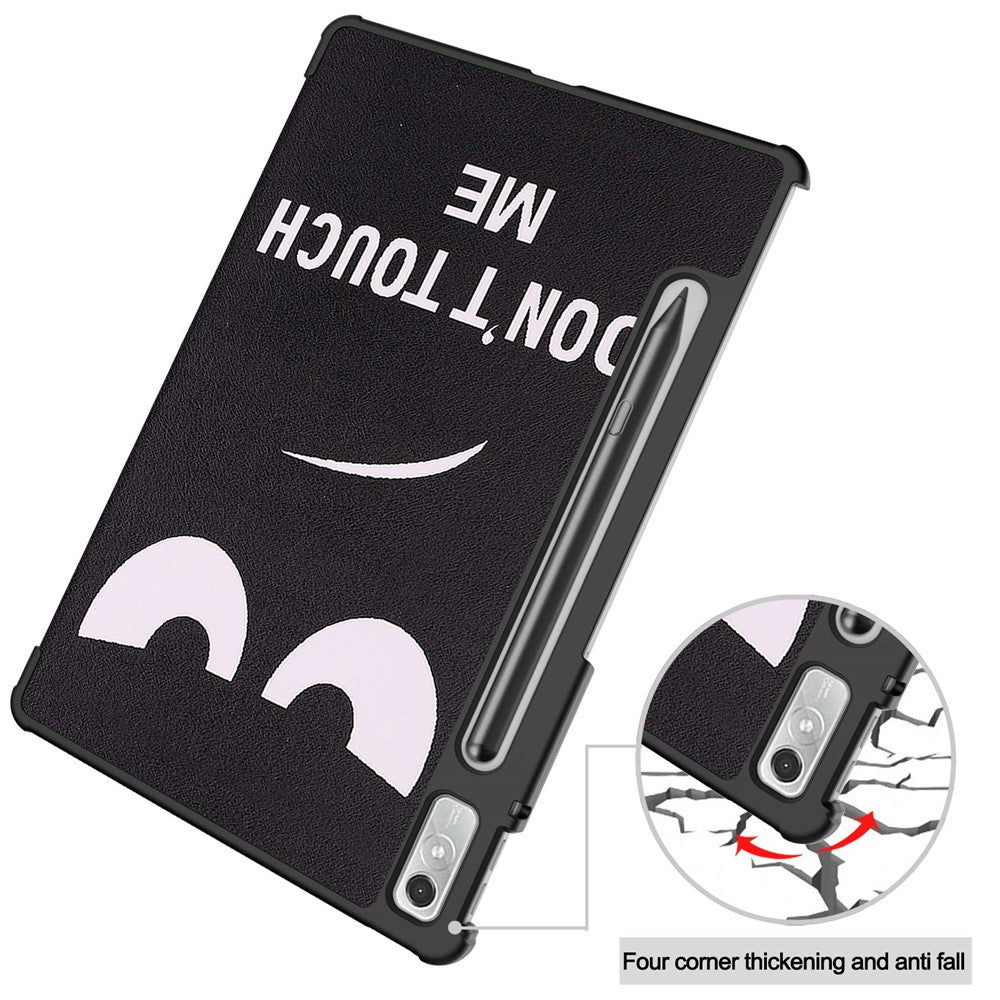 For Lenovo Tab P11 Pro Gen 2 Tri-Fold Stand Tablet Case Pattern Printing PU Leather Auto Wake / Sleep Cover with Pencil Holder - Don't Touch Me
