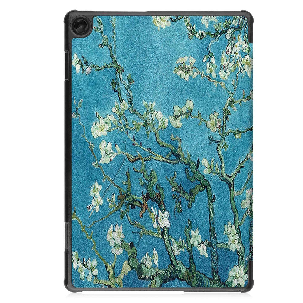 For Lenovo Tab M10 (Gen 3) TB-328FU / TB-328XU Pattern Printing Tablet Case PU Leather Trifold Stand Cover with Auto Wake / Sleep - Apricot Blossom