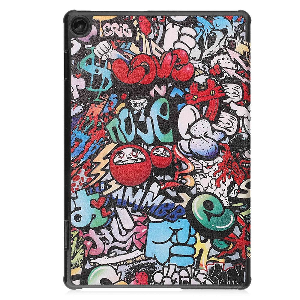 For Lenovo Tab M10 (Gen 3) TB-328FU / TB-328XU Pattern Printing Tablet Case PU Leather Trifold Stand Cover with Auto Wake / Sleep - Graffiti