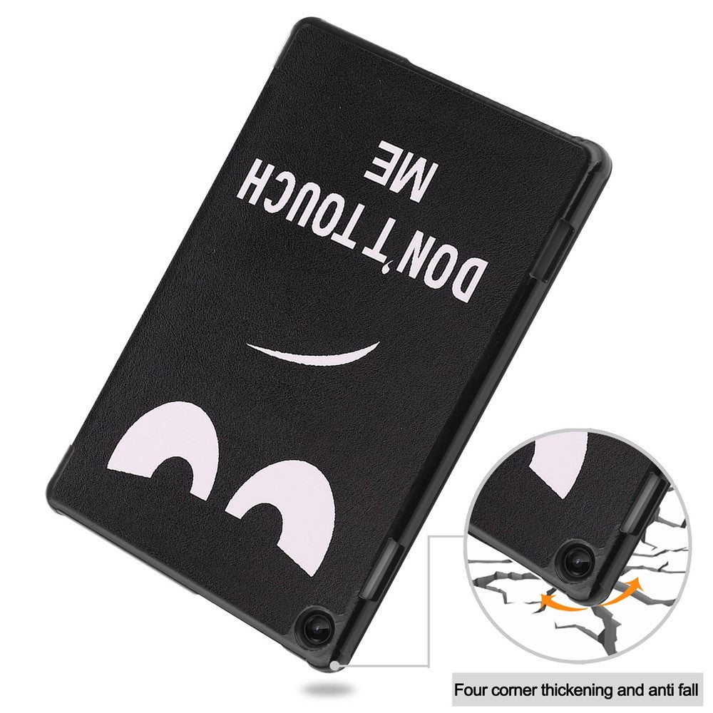 For Lenovo Tab M10 (Gen 3) TB-328FU / TB-328XU Pattern Printing Tablet Case PU Leather Trifold Stand Cover with Auto Wake / Sleep - Don't Touch Me