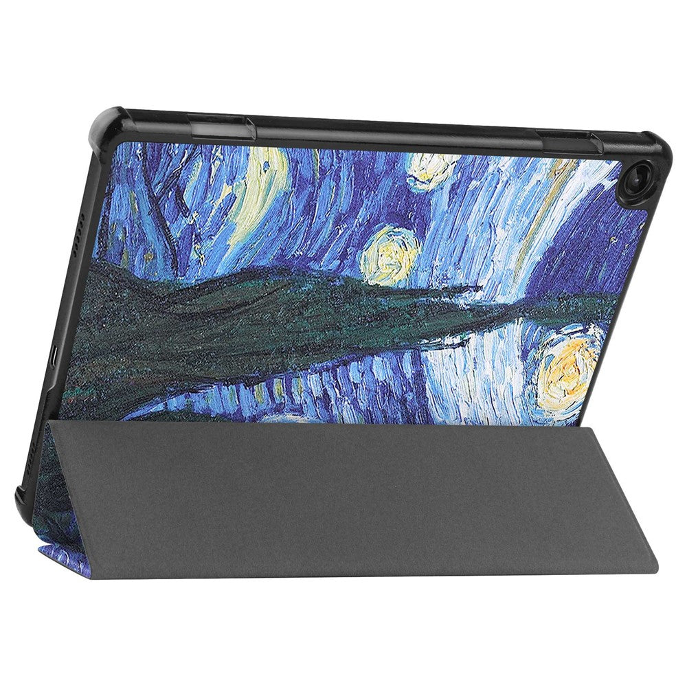 For Lenovo Tab M10 (Gen 3) TB-328FU / TB-328XU Pattern Printing Tablet Case PU Leather Trifold Stand Cover with Auto Wake / Sleep - Starry Sky