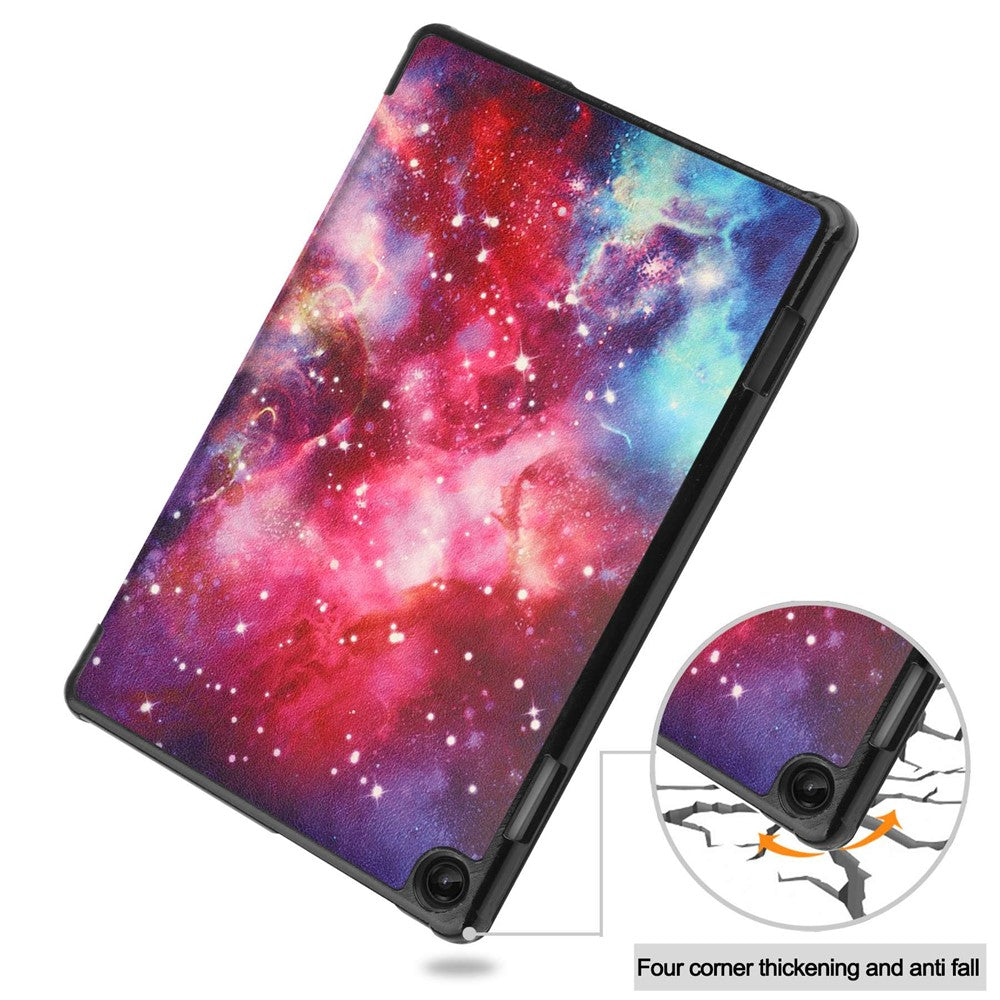 For Lenovo Tab M10 (Gen 3) TB-328FU / TB-328XU Pattern Printing Tablet Case PU Leather Trifold Stand Cover with Auto Wake / Sleep - Milky Way Nebula