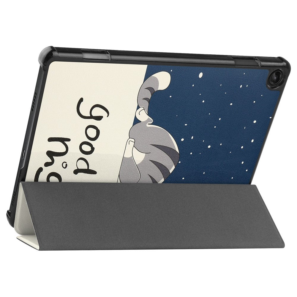 For Lenovo Tab M10 (Gen 3) TB-328FU / TB-328XU Pattern Printing Tablet Case PU Leather Trifold Stand Cover with Auto Wake / Sleep - Cat