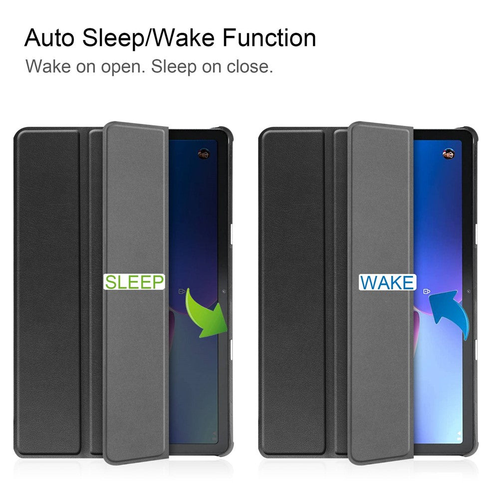 For Lenovo Tab M10 (Gen 3) TB-328FU / TB-328XU PU Leather Trifold Stand Cover Auto Sleep / Wake Case - Black