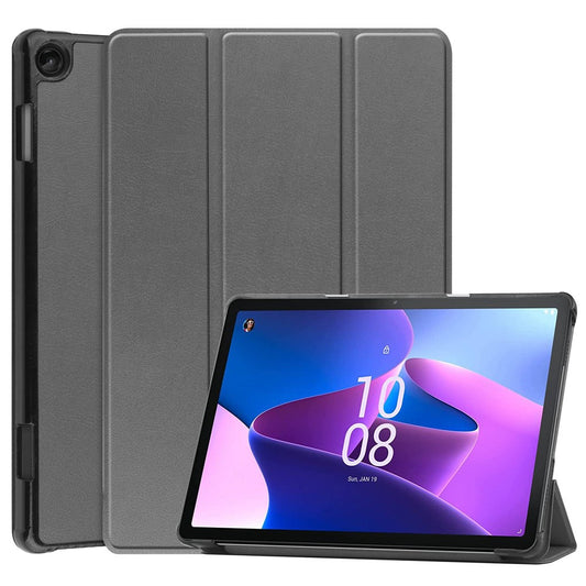 For Lenovo Tab M10 (Gen 3) TB-328FU/TB-328XU PU Leather Trifold Stand Cover Auto Sleep/Wake Case - Grey