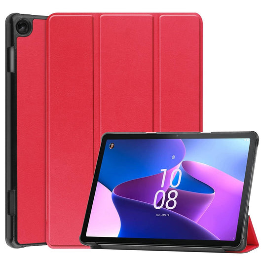 For Lenovo Tab M10 (Gen 3) TB-328FU/TB-328XU PU Leather Trifold Stand Cover Auto Sleep/Wake Case - Red