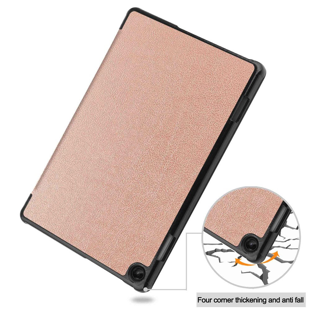 For Lenovo Tab M10 (Gen 3) TB-328FU/TB-328XU PU Leather Trifold Stand Cover Auto Sleep/Wake Case - Rose Gold