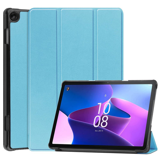 For Lenovo Tab M10 (Gen 3) TB-328FU/TB-328XU PU Leather Trifold Stand Cover Auto Sleep/Wake Case - Sky Blue
