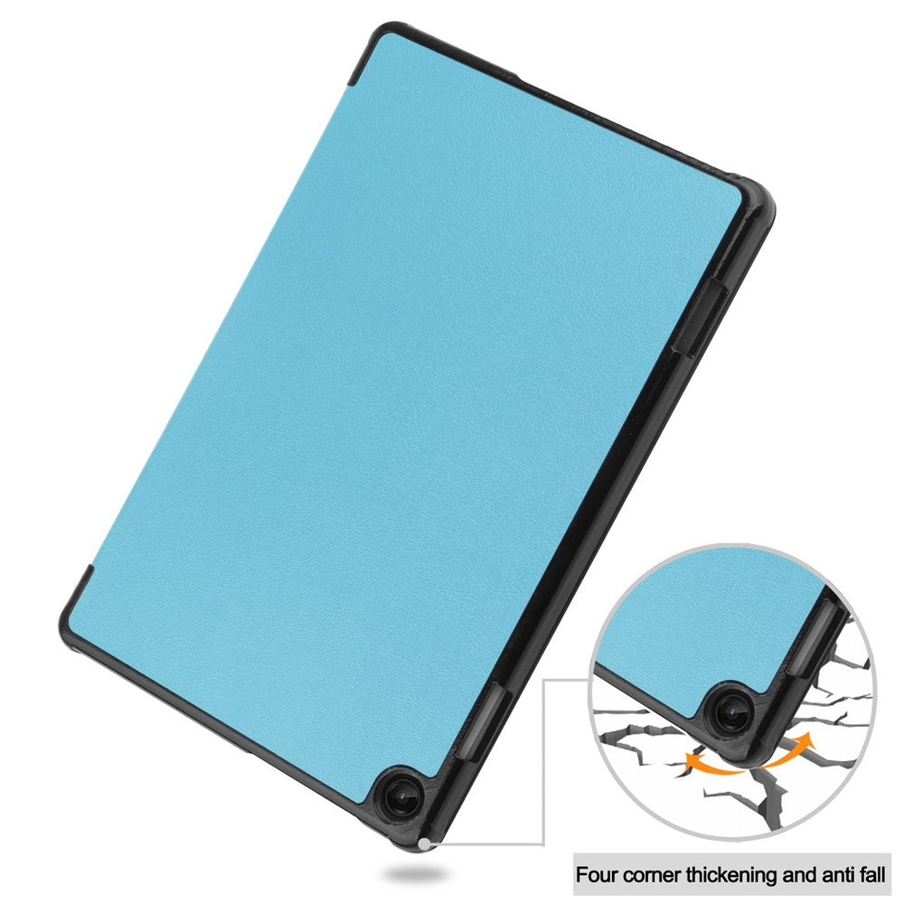 For Lenovo Tab M10 (Gen 3) TB-328FU/TB-328XU PU Leather Trifold Stand Cover Auto Sleep/Wake Case - Sky Blue