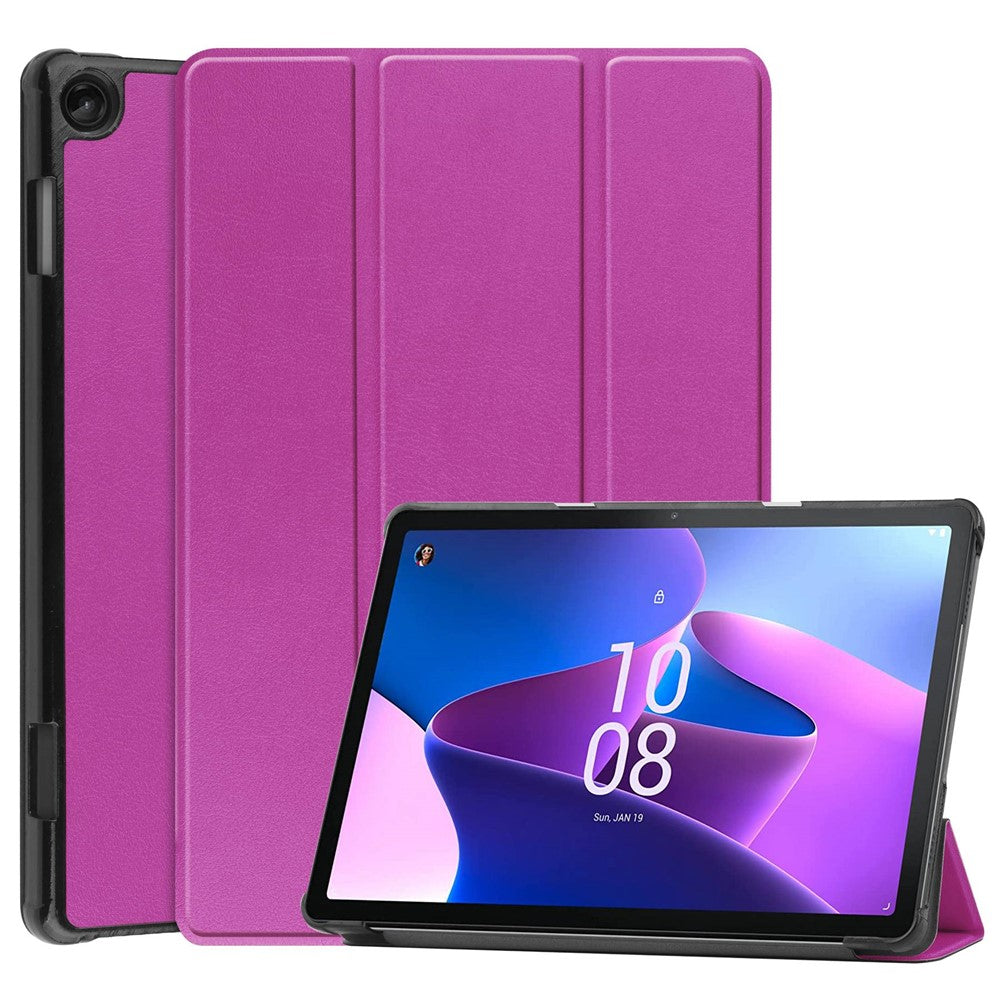 For Lenovo Tab M10 (Gen 3) TB-328FU/TB-328XU PU Leather Trifold Stand Cover Auto Sleep/Wake Case - Purple