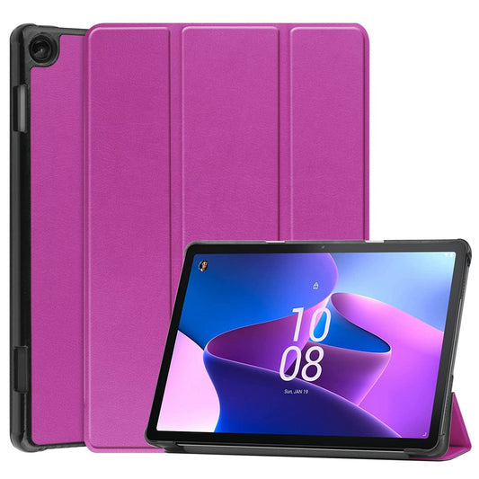 For Lenovo Tab M10 (Gen 3) TB-328FU/TB-328XU PU Leather Trifold Stand Cover Auto Sleep/Wake Case - Purple