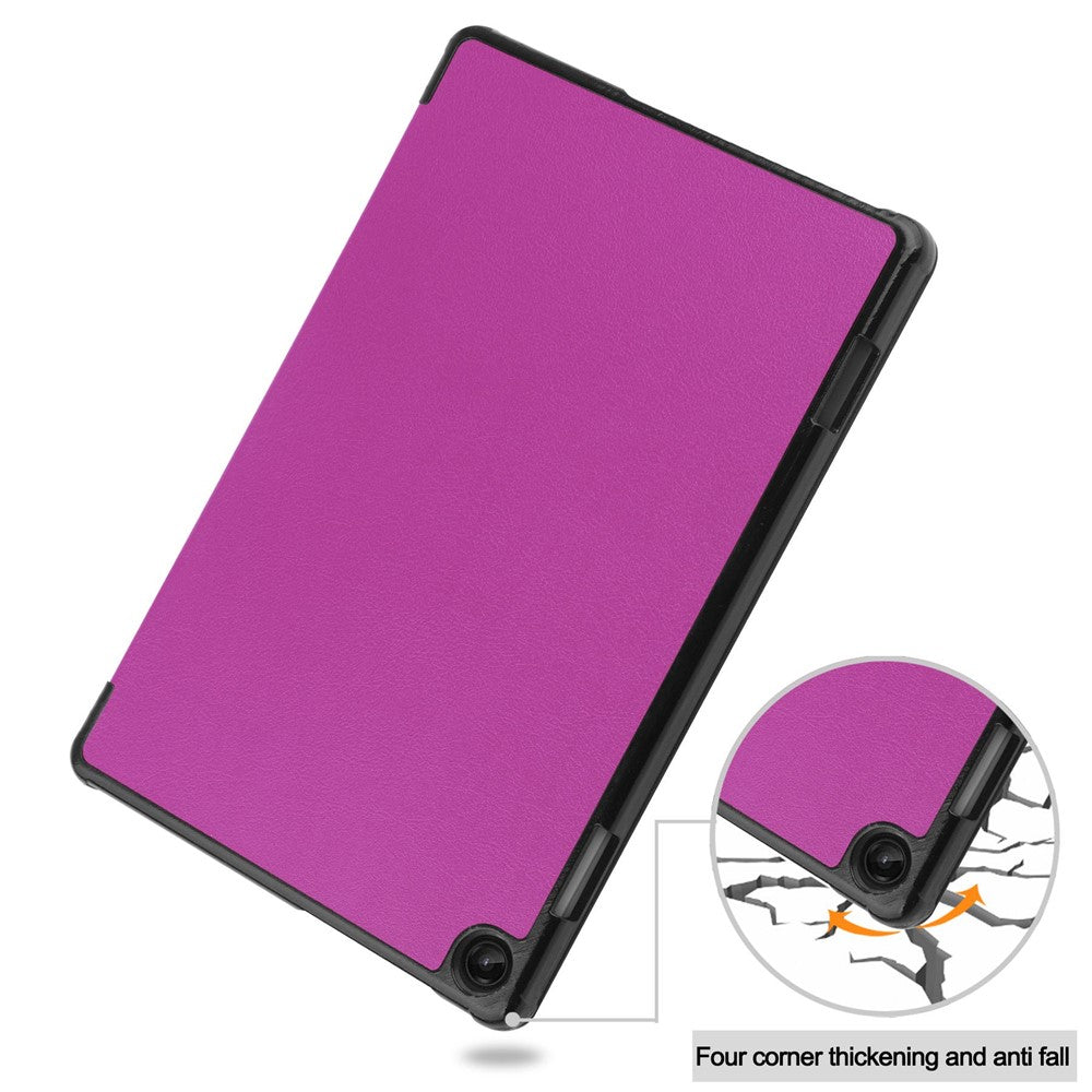 For Lenovo Tab M10 (Gen 3) TB-328FU/TB-328XU PU Leather Trifold Stand Cover Auto Sleep/Wake Case - Purple