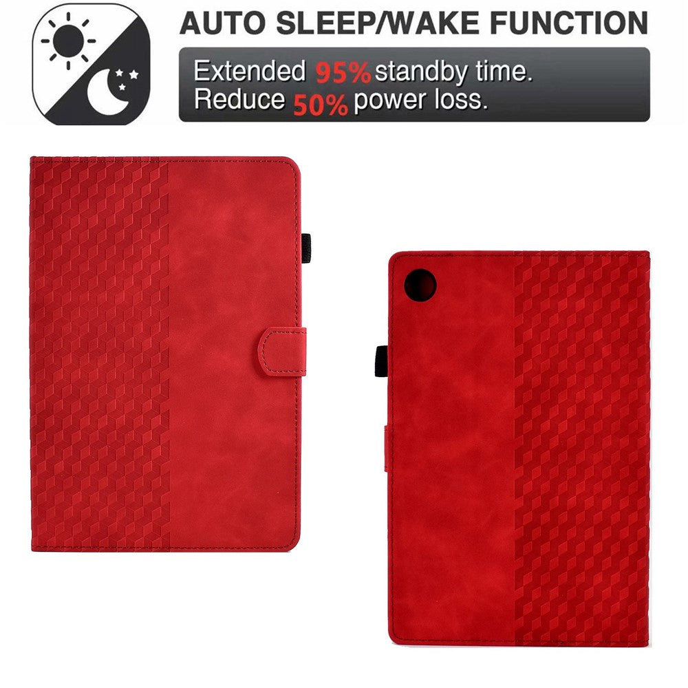 Auto Wake / Sleep Shockproof Case for Lenovo Tab M10 Plus (3rd Gen) / Xiaoxin Pad 2022 10.6 inch Pattern Imprinted Anti-Drop Cover Solid Color Stitching Tablet Leather Stand Case with Card Slots - Red