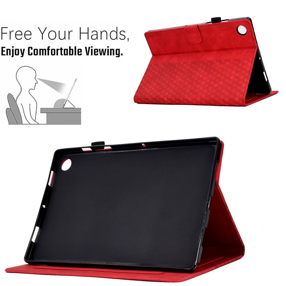 Auto Wake / Sleep Shockproof Case for Lenovo Tab M10 Plus (3rd Gen) / Xiaoxin Pad 2022 10.6 inch Pattern Imprinted Anti-Drop Cover Solid Color Stitching Tablet Leather Stand Case with Card Slots - Red