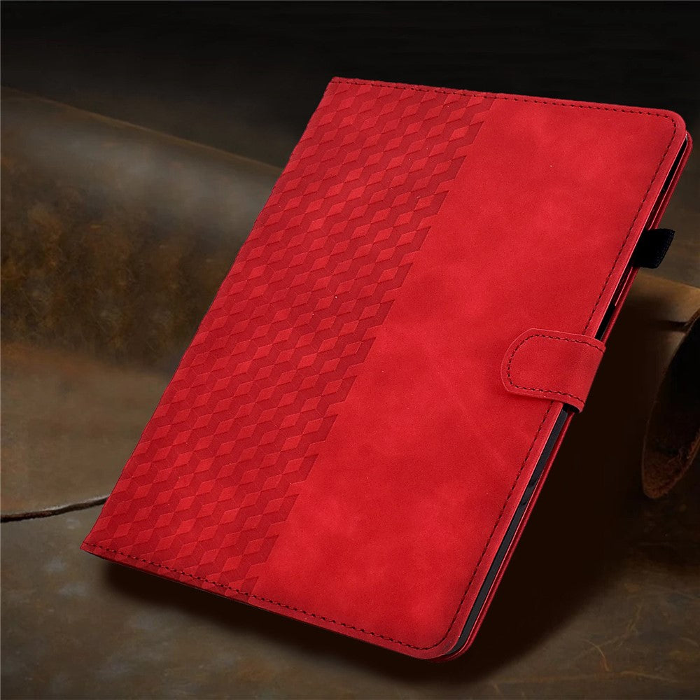 Auto Wake / Sleep Shockproof Case for Lenovo Tab M10 Plus (3rd Gen) / Xiaoxin Pad 2022 10.6 inch Pattern Imprinted Anti-Drop Cover Solid Color Stitching Tablet Leather Stand Case with Card Slots - Red