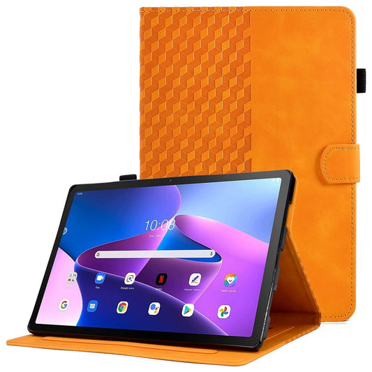 Auto Wake / Sleep Shockproof Case for Lenovo Tab M10 Plus (3rd Gen) / Xiaoxin Pad 2022 10.6 inch Pattern Imprinted Anti-Drop Cover Solid Color Stitching Tablet Leather Stand Case with Card Slots - Khaki