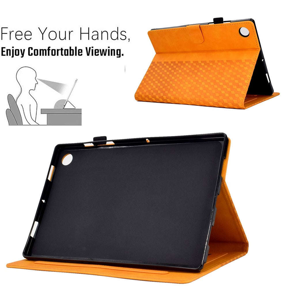 Auto Wake / Sleep Shockproof Case for Lenovo Tab M10 Plus (3rd Gen) / Xiaoxin Pad 2022 10.6 inch Pattern Imprinted Anti-Drop Cover Solid Color Stitching Tablet Leather Stand Case with Card Slots - Khaki