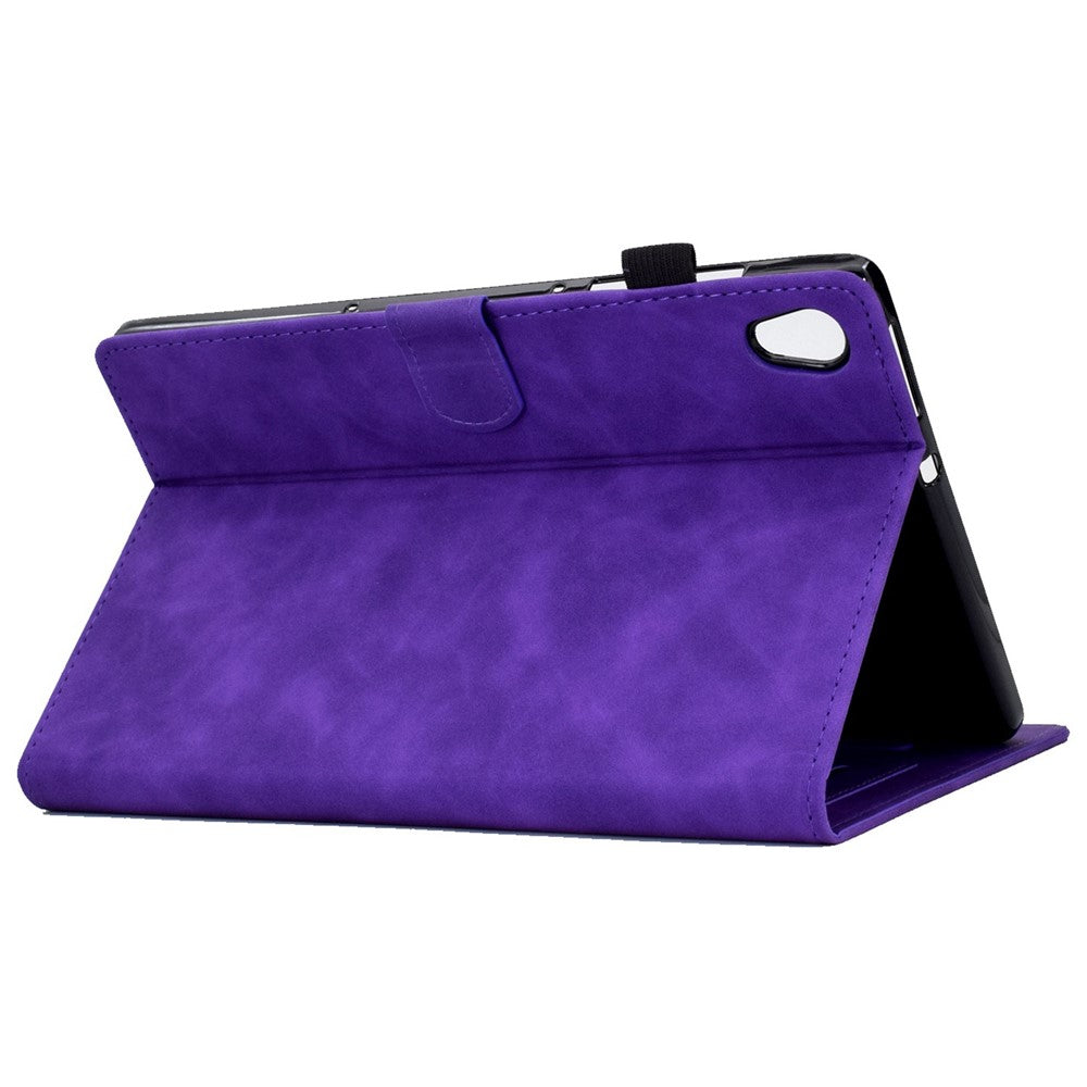 For Lenovo Tab M10 HD Gen 2 X306 10.1" PU Leather Folio Stand Case Pattern Imprinted Magnetic Clasp Smart Cover with Card Slots and Pen Holder - Purple