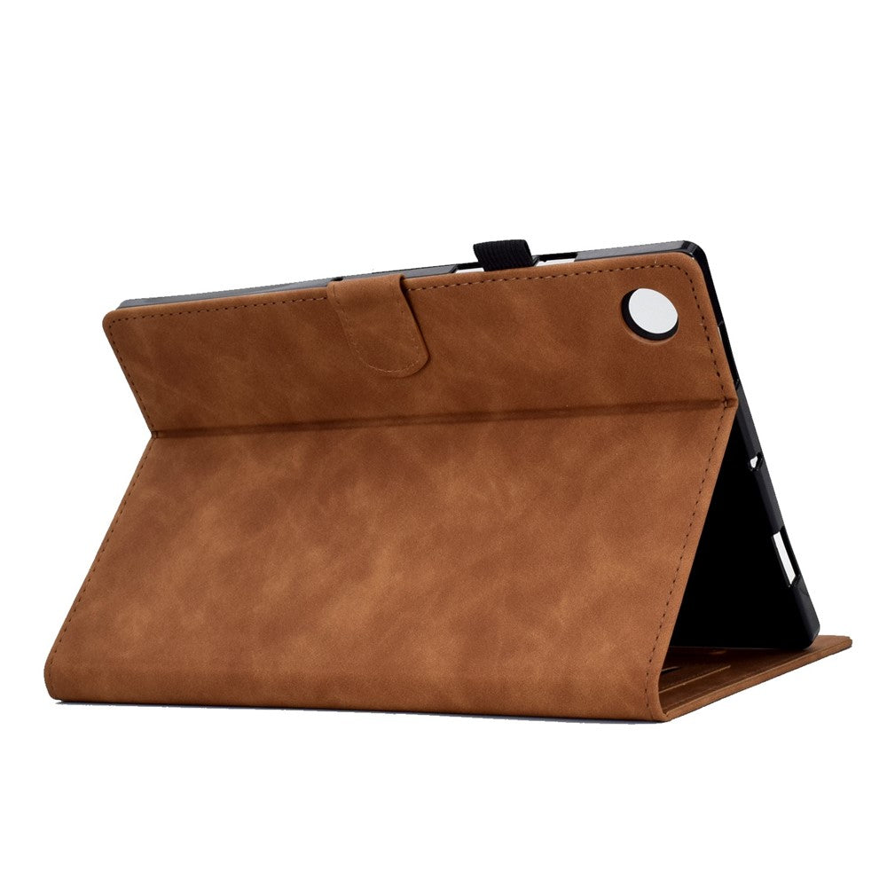 Pattern Imprinted Shockproof Case for Lenovo Tab M10 (Gen 3) TB-328FU / TB-328XU Anti-Fall Solid Color Leather Tablet Case Protective Folio Flip Cover with Card Slots Support Auto Wake / Sleep - Brown
