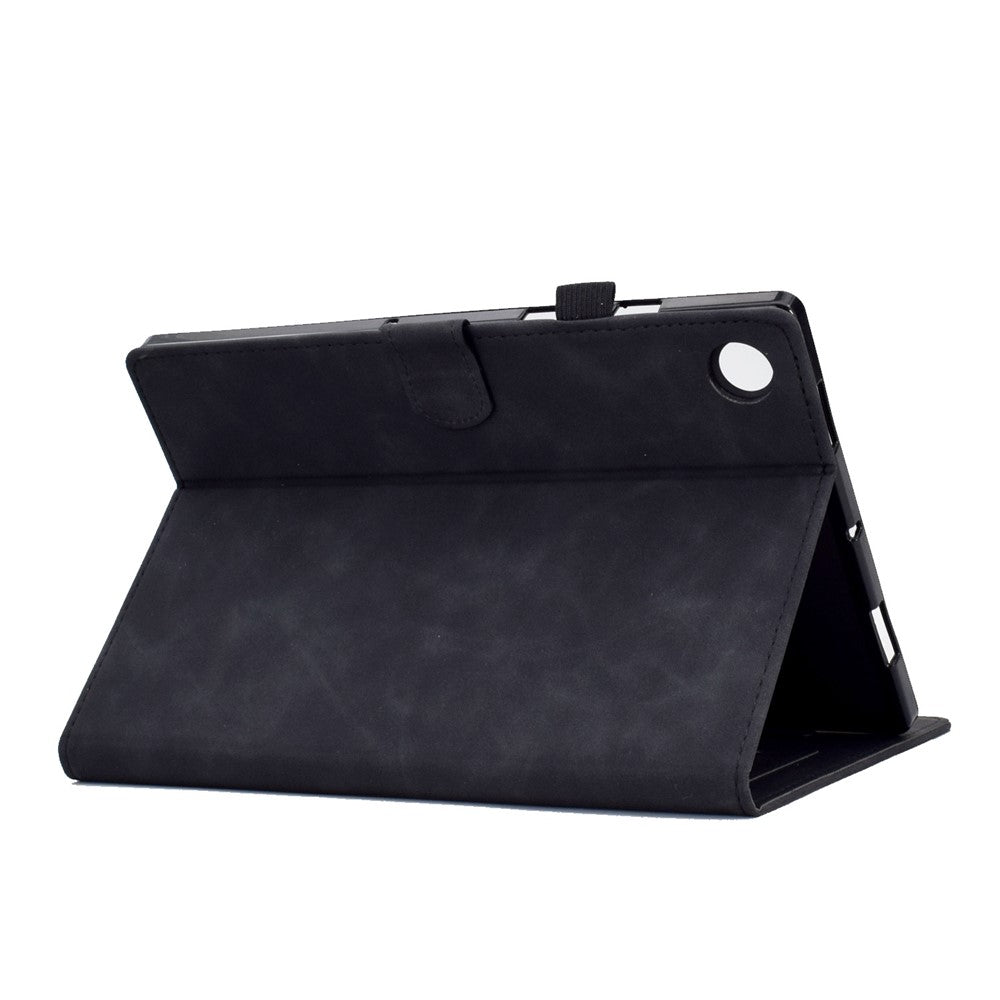 Pattern Imprinted Shockproof Case for Lenovo Tab M10 (Gen 3) TB-328FU / TB-328XU Anti-Fall Solid Color Leather Tablet Case Protective Folio Flip Cover with Card Slots Support Auto Wake / Sleep - Black
