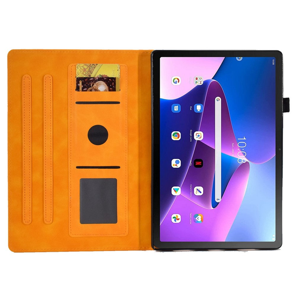 Pattern Imprinted Shockproof Case for Lenovo Tab M10 (Gen 3) TB-328FU / TB-328XU Anti-Fall Solid Color Leather Tablet Case Protective Folio Flip Cover with Card Slots Support Auto Wake / Sleep - Khaki