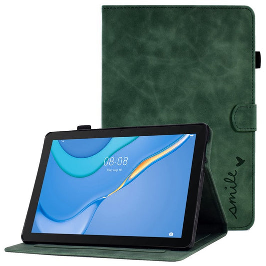For Huawei MediaPad T3 10 Pattern Imprinted Tablet Case PU Leather Folio Stand Smart Cover Shell with Pencil Holder and Card Slots - Green
