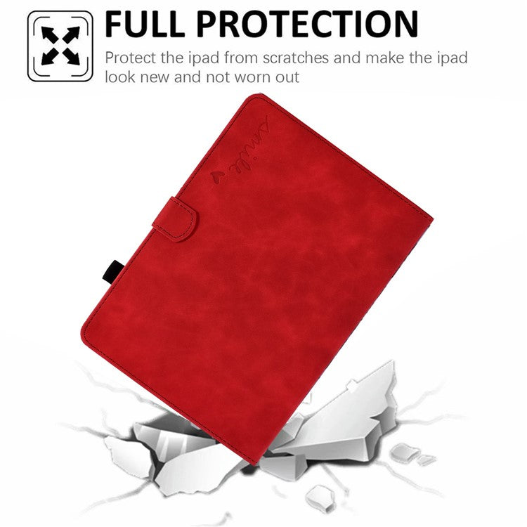 For Huawei MediaPad T3 10 Pattern Imprinted Tablet Case PU Leather Folio Stand Smart Cover Shell with Pencil Holder and Card Slots - Red