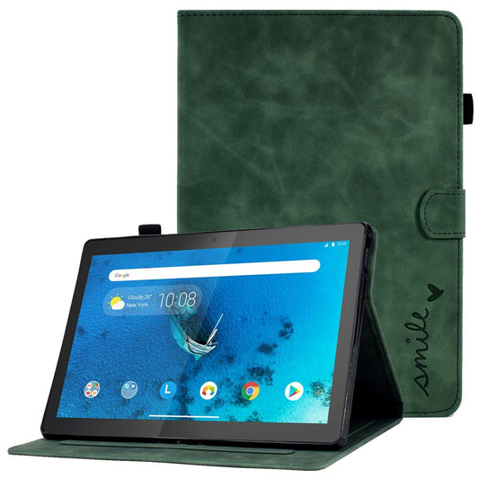 Smart Tablet Leather Case for Lenovo Tab M10 TB-X605F, Anti-scratch Imprinted Pattern Auto Sleep / Wake Up Cover with Card Slots - Green