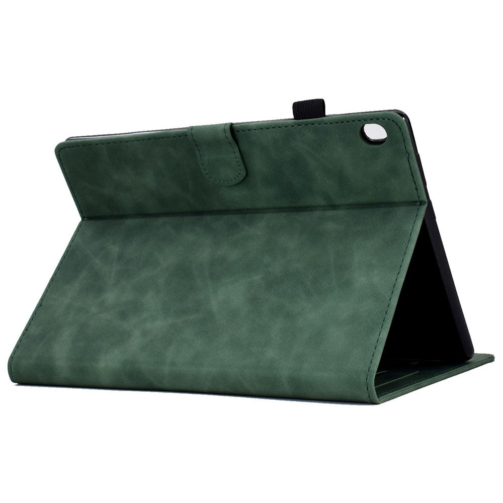 Smart Tablet Leather Case for Lenovo Tab M10 TB-X605F, Anti-scratch Imprinted Pattern Auto Sleep / Wake Up Cover with Card Slots - Green