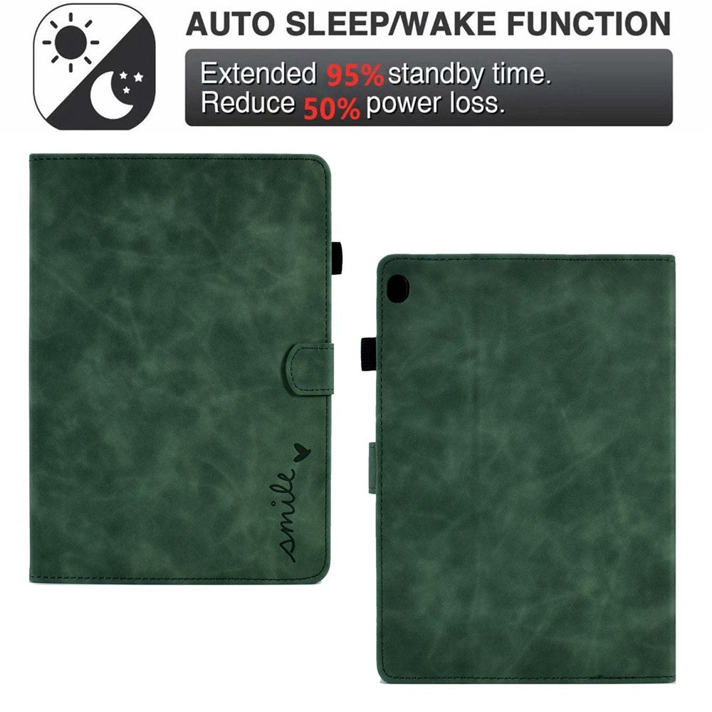 Smart Tablet Leather Case for Lenovo Tab M10 TB-X605F, Anti-scratch Imprinted Pattern Auto Sleep / Wake Up Cover with Card Slots - Green