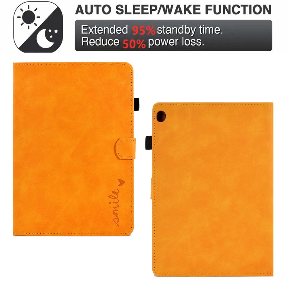 Smart Tablet Leather Case for Lenovo Tab M10 TB-X605F, Anti-scratch Imprinted Pattern Auto Sleep / Wake Up Cover with Card Slots - Khaki