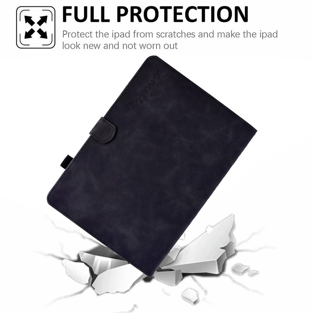 Smart Tablet Leather Case for Lenovo Tab M10 TB-X605F, Anti-scratch Imprinted Pattern Auto Sleep / Wake Up Cover with Card Slots - Black