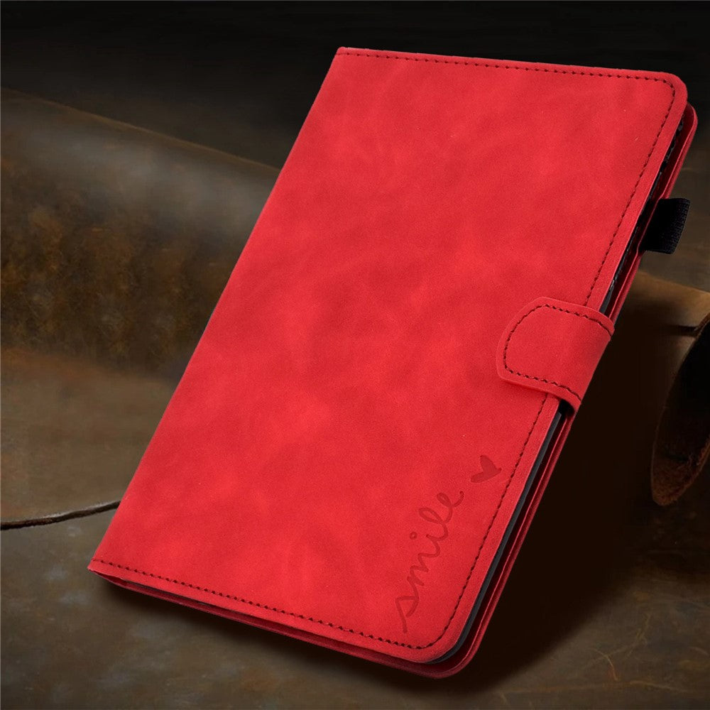 For Lenovo Tab M10 Plus Auto Sleep / Wake Up Smart Tablet Protection Cover Stand Built-in Card Slots Imprinted Pattern Leather Case - Red