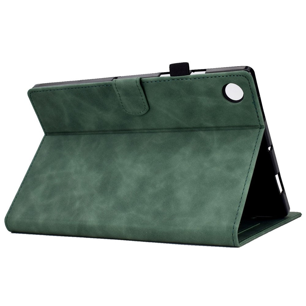 For Lenovo Tab M10 Plus Auto Sleep / Wake Up Smart Tablet Protection Cover Stand Built-in Card Slots Imprinted Pattern Leather Case - Green