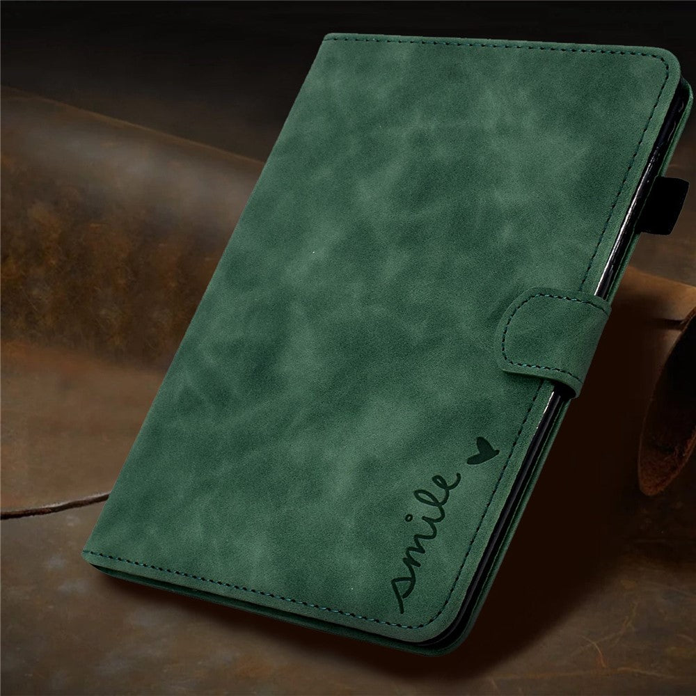 For Lenovo Tab M10 Plus Auto Sleep / Wake Up Smart Tablet Protection Cover Stand Built-in Card Slots Imprinted Pattern Leather Case - Green