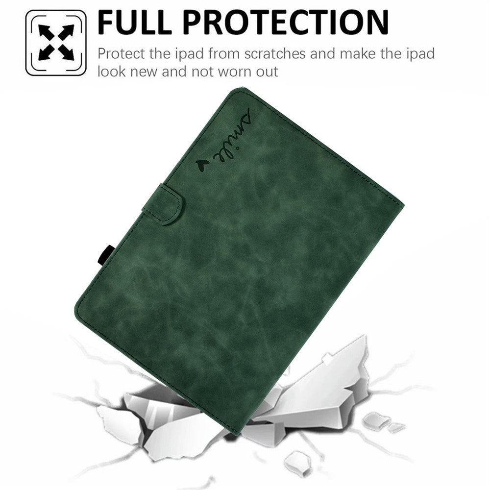 For Lenovo Tab M10 Plus Auto Sleep / Wake Up Smart Tablet Protection Cover Stand Built-in Card Slots Imprinted Pattern Leather Case - Green