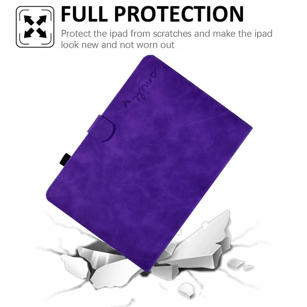 For Lenovo Tab M10 Plus Auto Sleep / Wake Up Smart Tablet Protection Cover Stand Built-in Card Slots Imprinted Pattern Leather Case - Purple