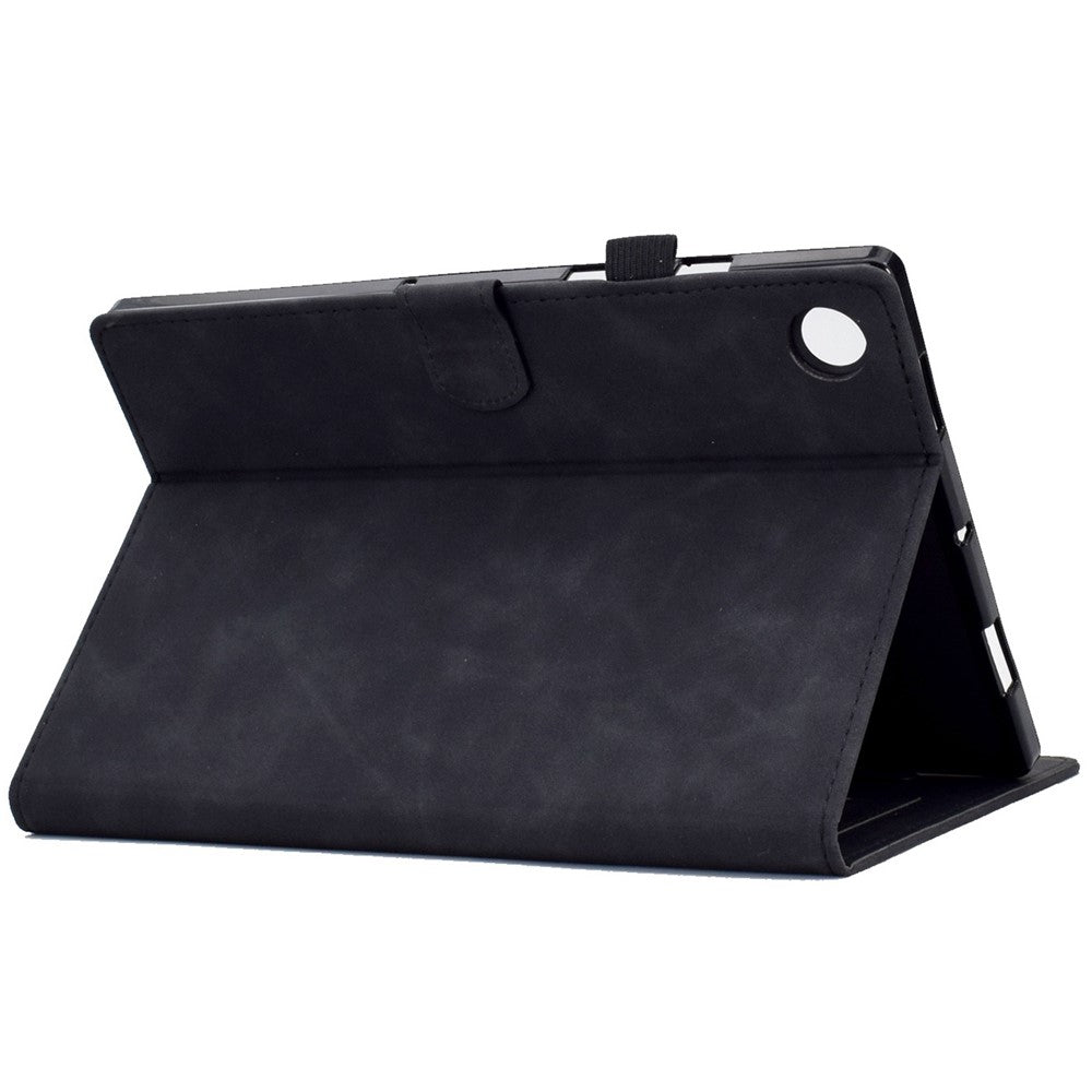 For Lenovo Tab M10 Plus Auto Sleep / Wake Up Smart Tablet Protection Cover Stand Built-in Card Slots Imprinted Pattern Leather Case - Black