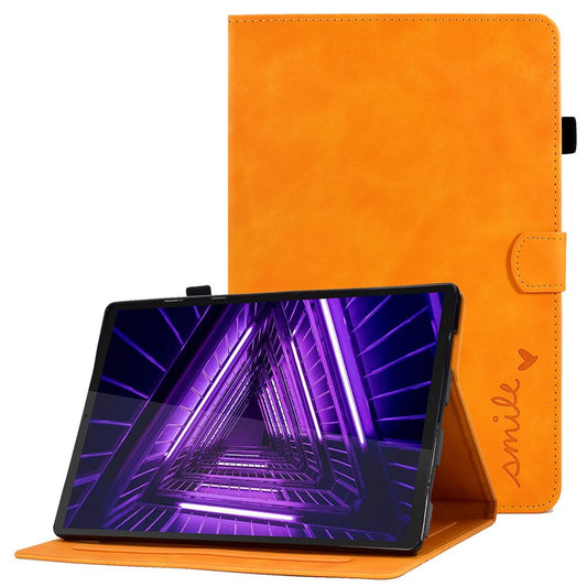 For Lenovo Tab M10 Plus Auto Sleep / Wake Up Smart Tablet Protection Cover Stand Built-in Card Slots Imprinted Pattern Leather Case - Khaki