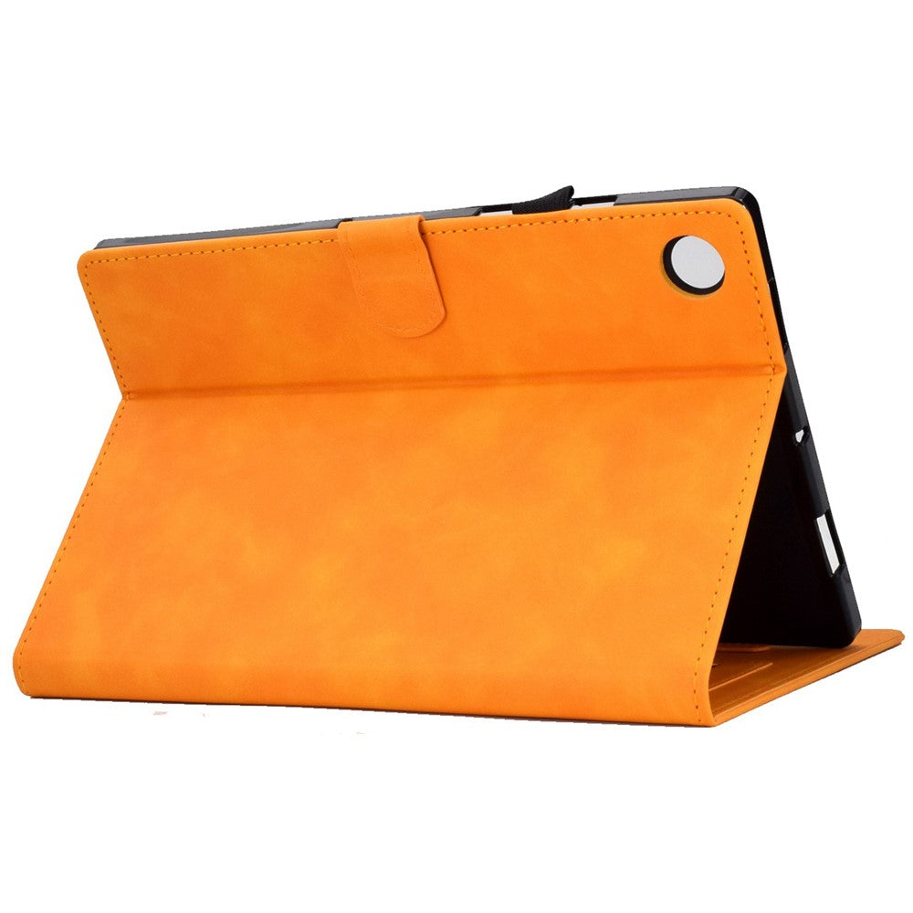 For Lenovo Tab M10 Plus Auto Sleep / Wake Up Smart Tablet Protection Cover Stand Built-in Card Slots Imprinted Pattern Leather Case - Khaki