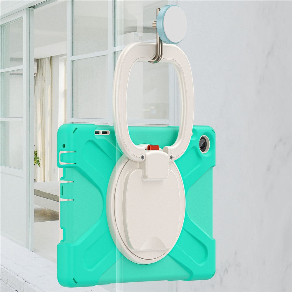 For Lenovo Tab M10 (Gen 3) TB-328FU / TB-328XU PC + Silicone Tablet Case Hand Grip Rotary Kickstand Drop-proof Protective Cover - Mint Green