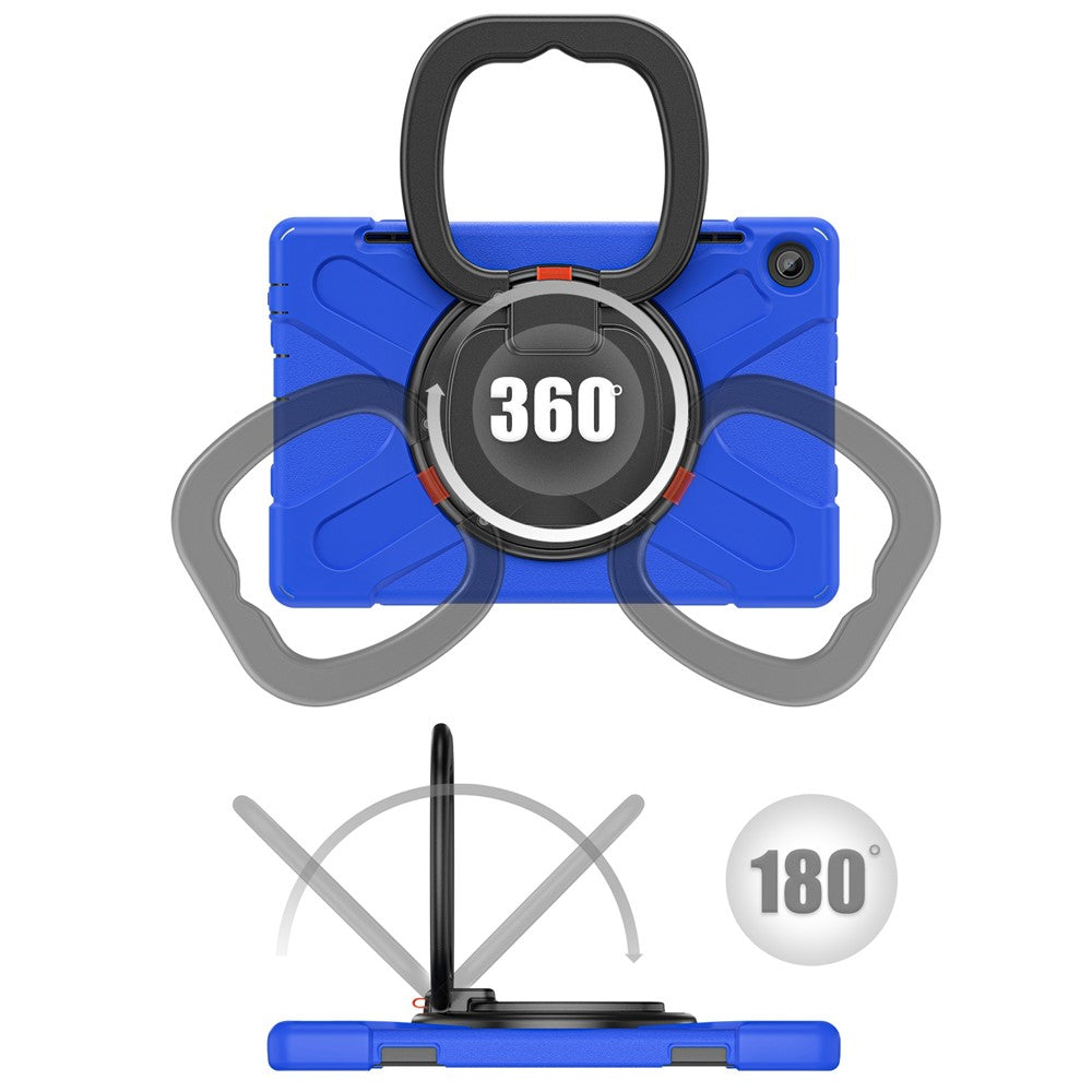 For Lenovo Tab M10 (Gen 3) TB-328FU / TB-328XU PC + Silicone Tablet Case Hand Grip Rotary Kickstand Drop-proof Protective Cover - Blue