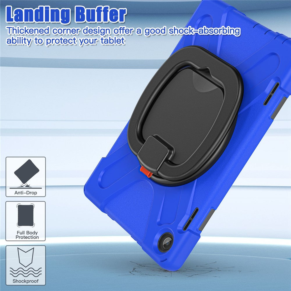For Lenovo Tab M10 (Gen 3) TB-328FU / TB-328XU PC + Silicone Tablet Case Hand Grip Rotary Kickstand Drop-proof Protective Cover - Blue