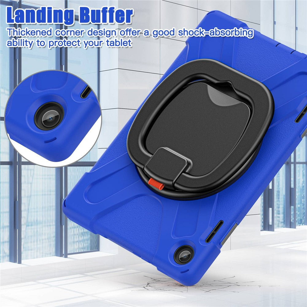 For Lenovo Tab M10 (Gen 3) TB-328FU / TB-328XU PC + Silicone Tablet Case Hand Grip Rotary Kickstand Drop-proof Protective Cover - Blue