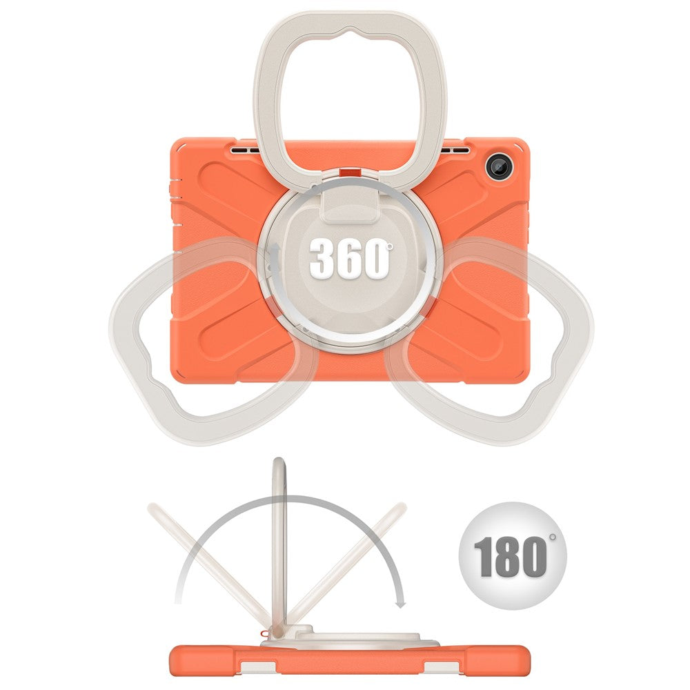 For Lenovo Tab M10 (Gen 3) TB-328FU / TB-328XU PC + Silicone Tablet Case Hand Grip Rotary Kickstand Drop-proof Protective Cover - Orange