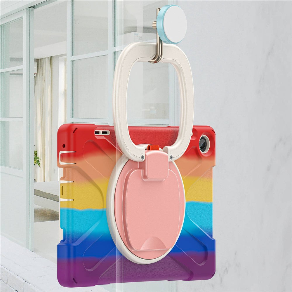 For Lenovo Tab M10 (Gen 3) TB-328FU / TB-328XU PC + Silicone Tablet Case Hand Grip Rotary Kickstand Drop-proof Protective Cover - Colorful Red