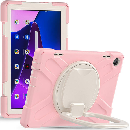 For Lenovo Tab M10 (Gen 3) TB-328FU / TB-328XU PC + Silicone Tablet Case Hand Grip Rotary Kickstand Drop-proof Protective Cover - Pink